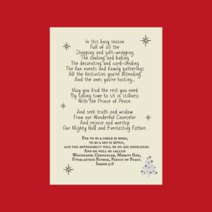 In this busy season, take the time to sit in stillness with the Prince of Peace!